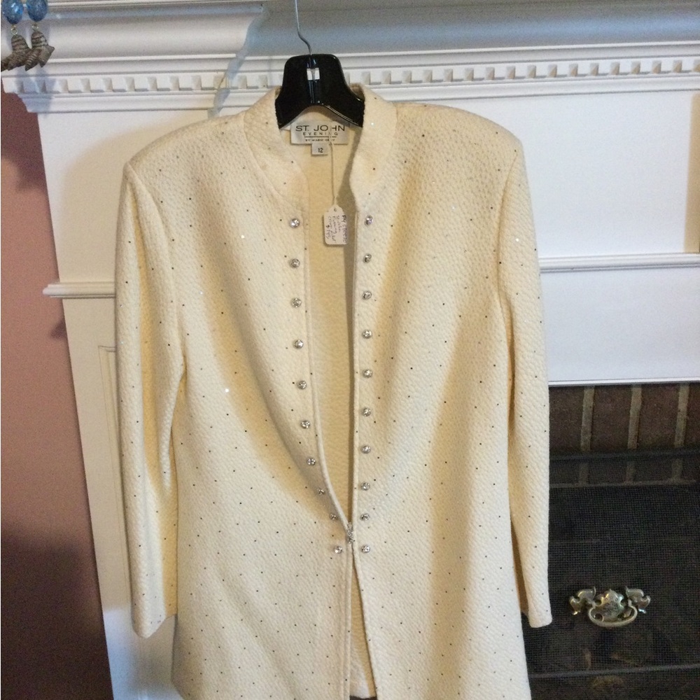 Vintage St. John Sport by Marie Gray Ivory Embellished Blazer